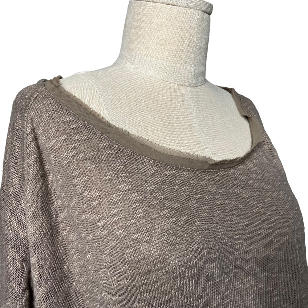 Deletta Anthropologie Neutral Long Sleeve Scoop Neck Taupe Sweater Top Large - Picture 7 of 13